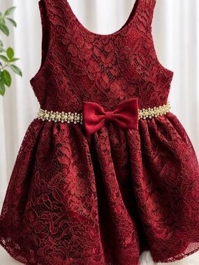American Princess Girls 3T Burgundy Lace Holiday Party Dress